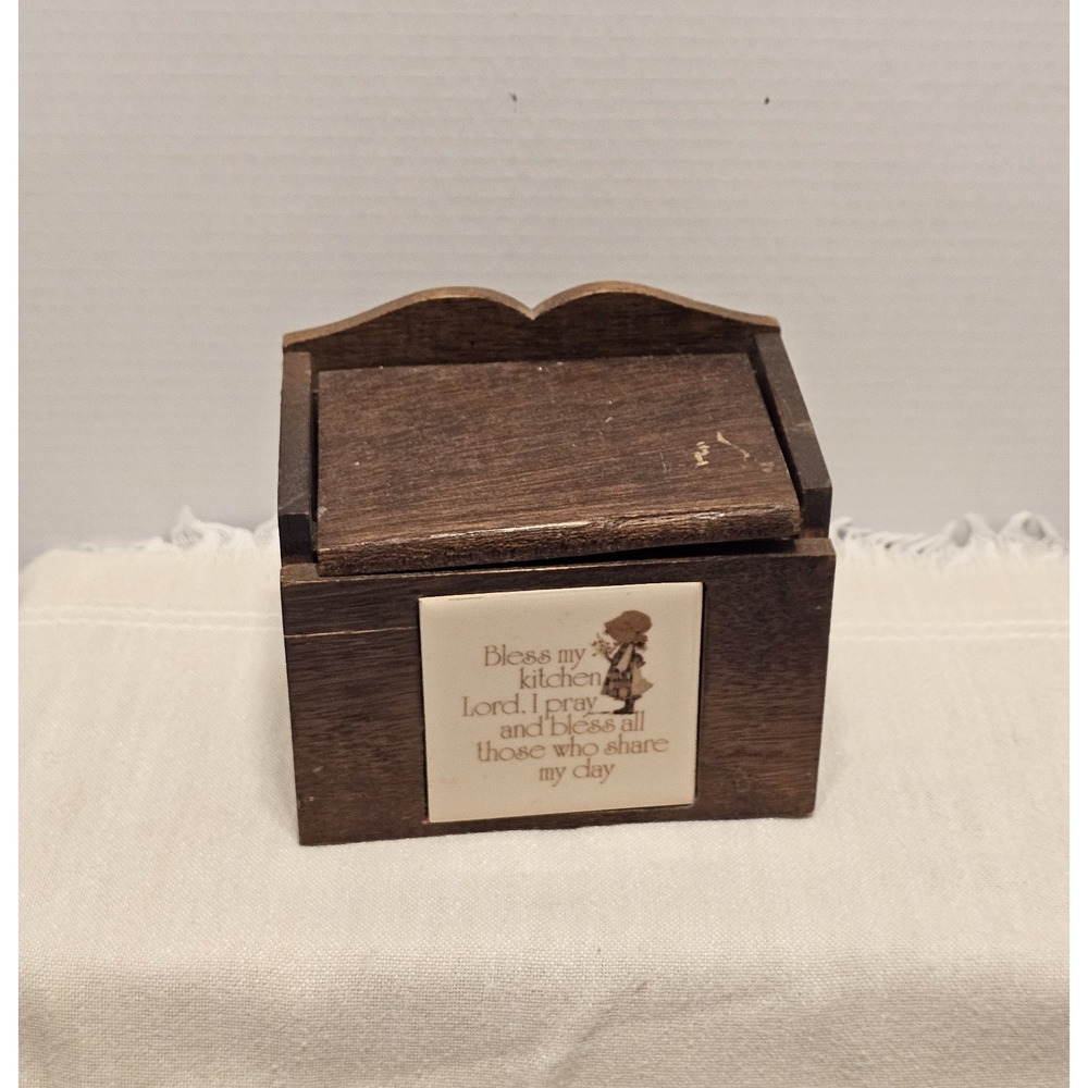 Vintage Wooden Holly Hobbie Recipe Box 1970s